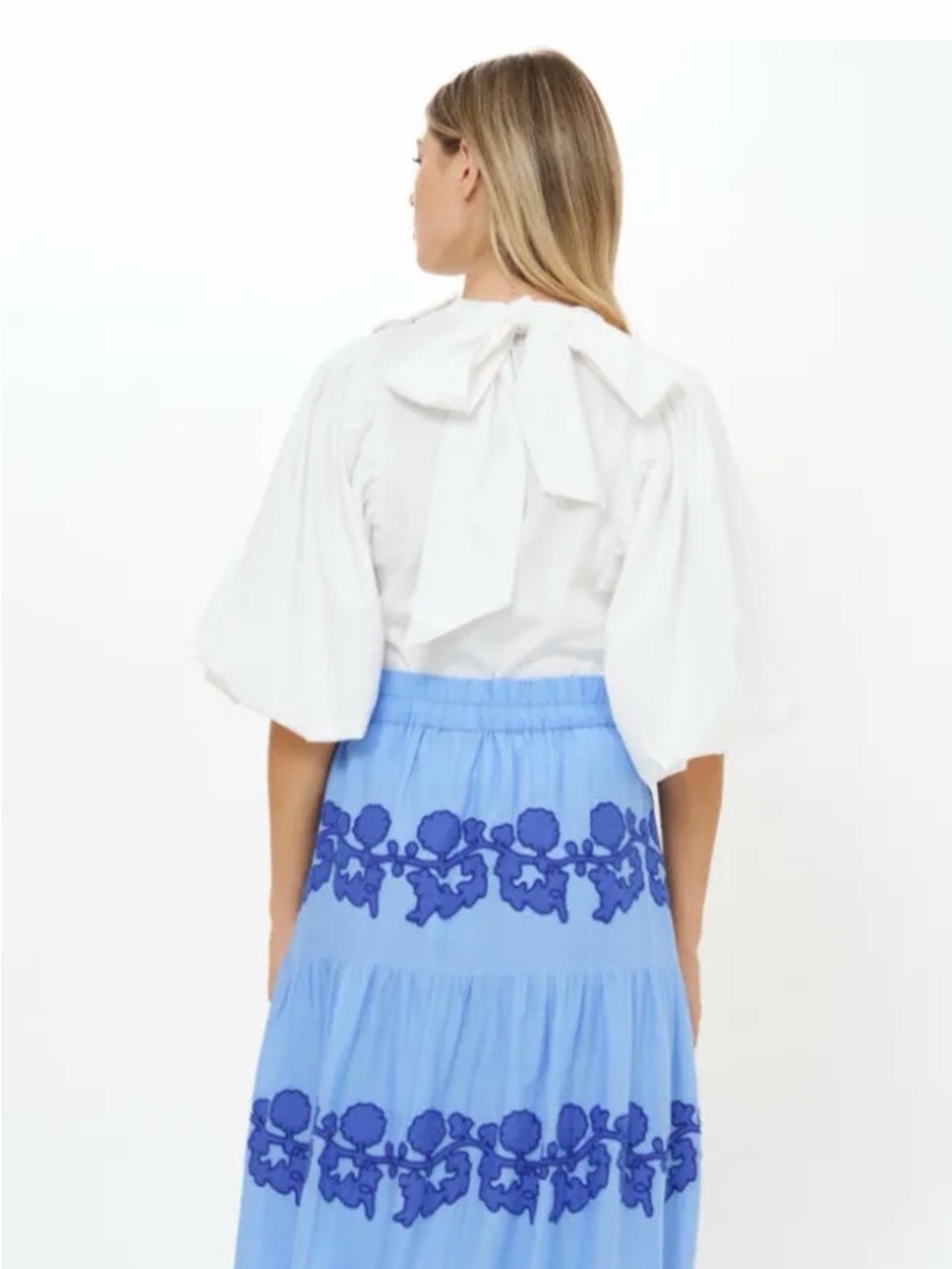 Oliphant Button Front Skirt-Tangier Blue - Picture 3 of 6